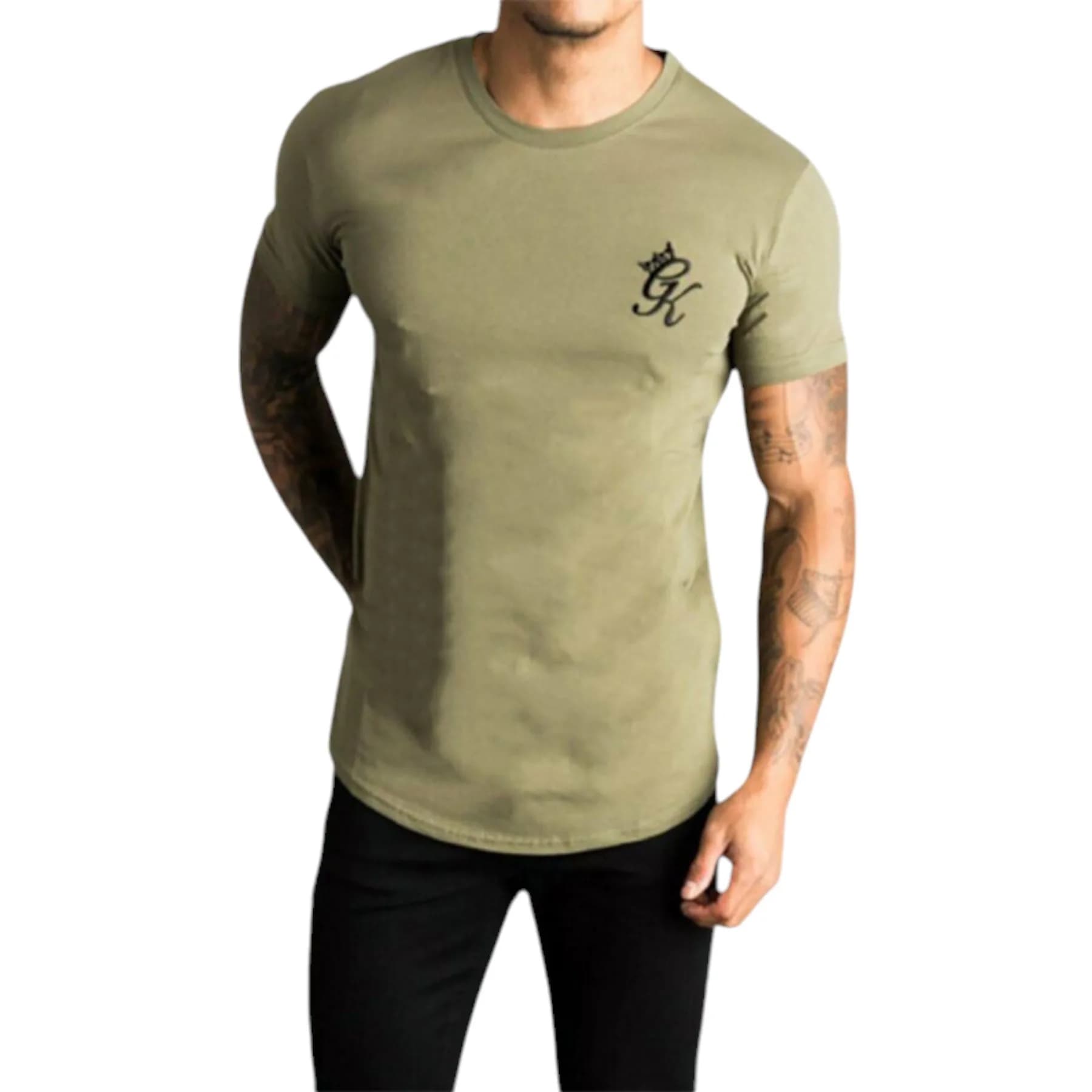 GYM KING Longline Fitted Tee Shirt GK Mens T-Shirt 