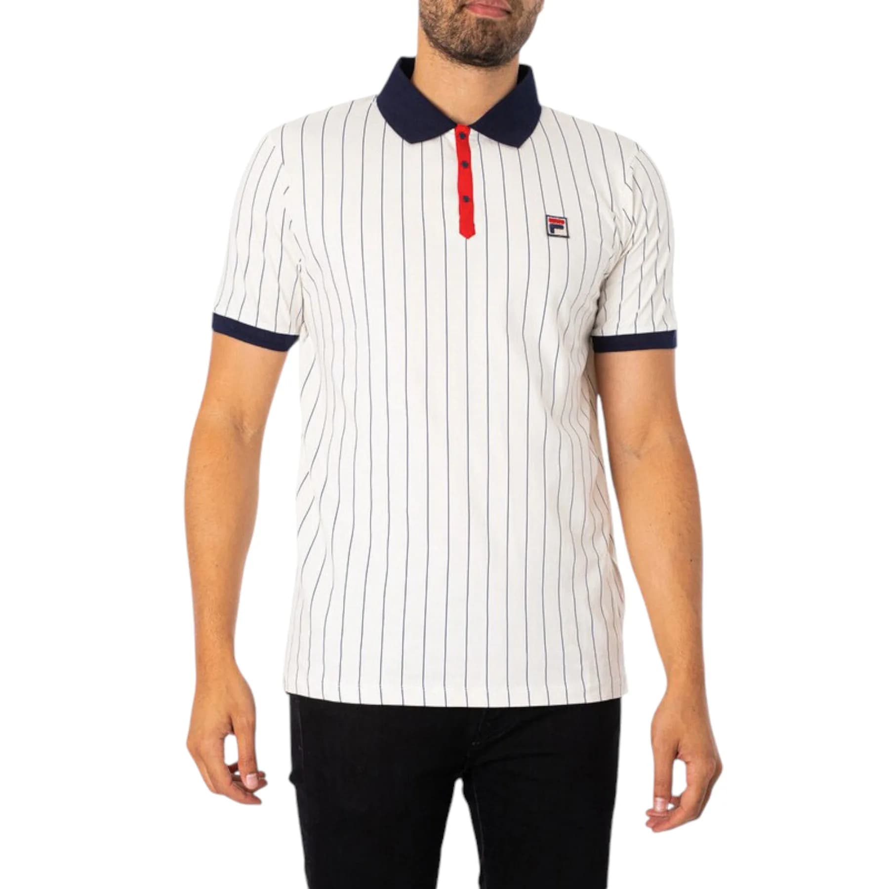 FILA Vintage Striped Mens Polo Shirt 
