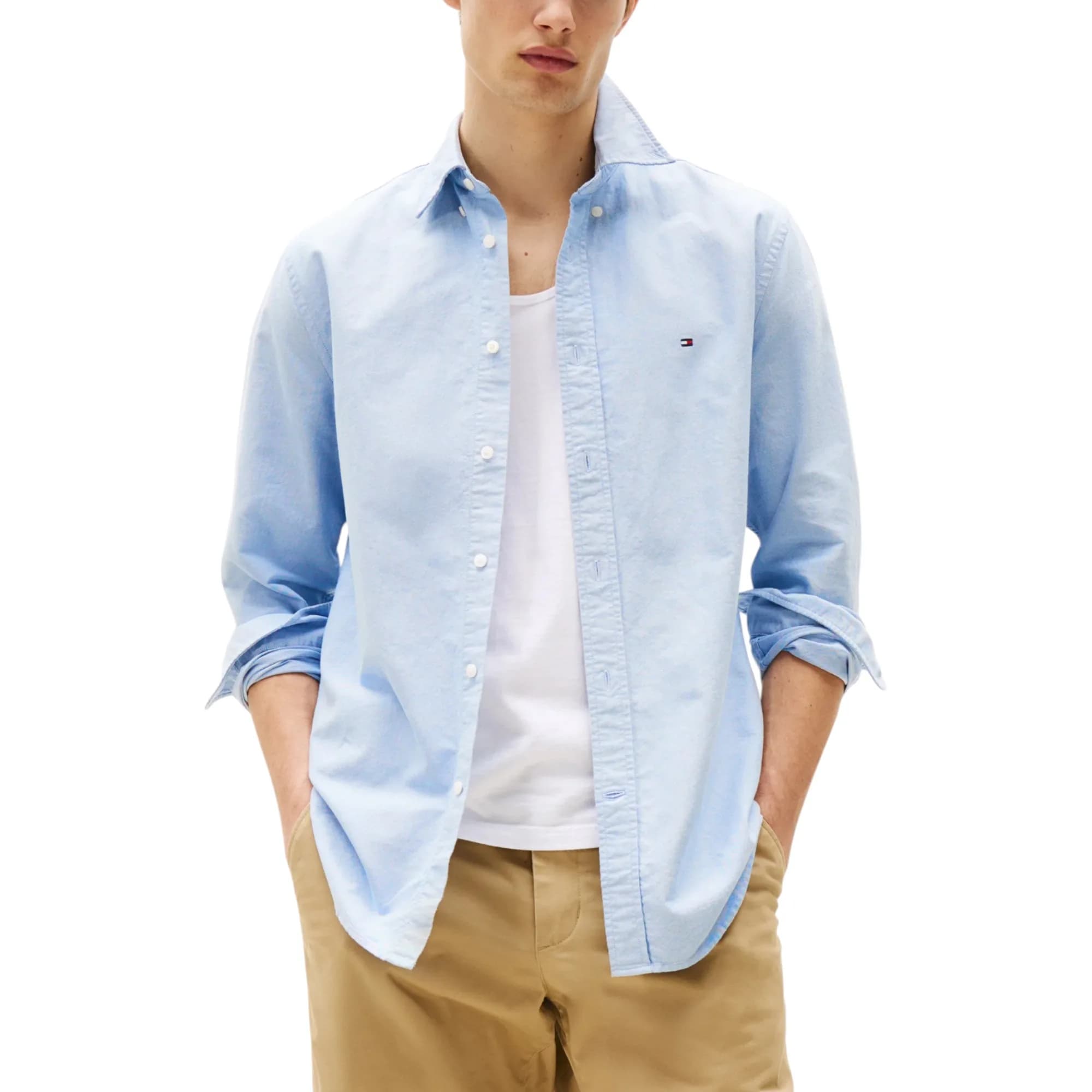 TOMMY HILFIGER Mens Shirts Custom Fit Oxford Long Sleeve Casual Cotton Summ