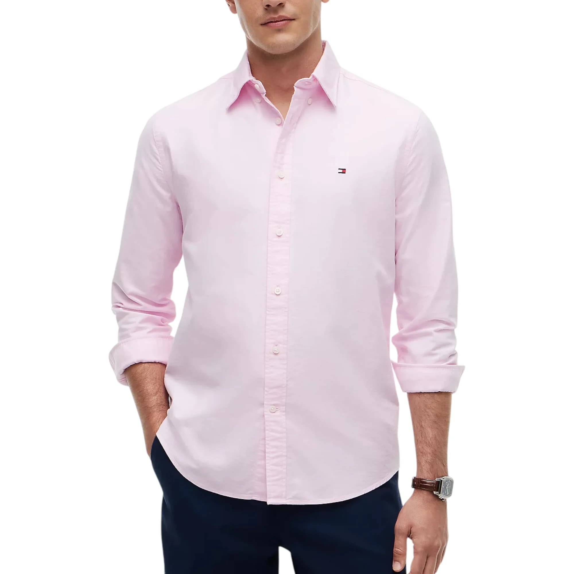 TOMMY HILFIGER Mens Shirts Custom Fit Oxford Long Sleeve Casual Cotton Summ