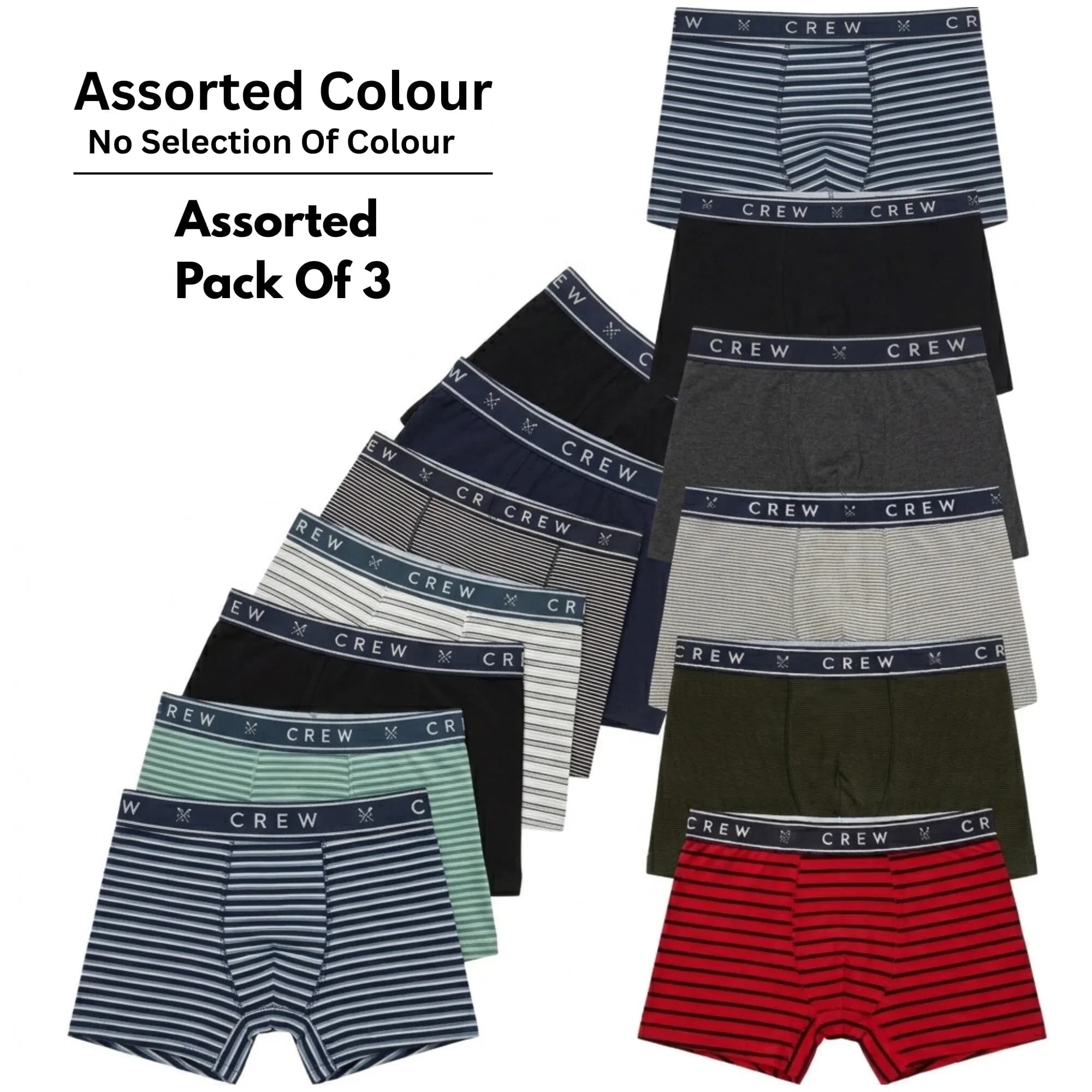 Crew Clothing Men's Boxer Briefs 3 Pack Multi Colours