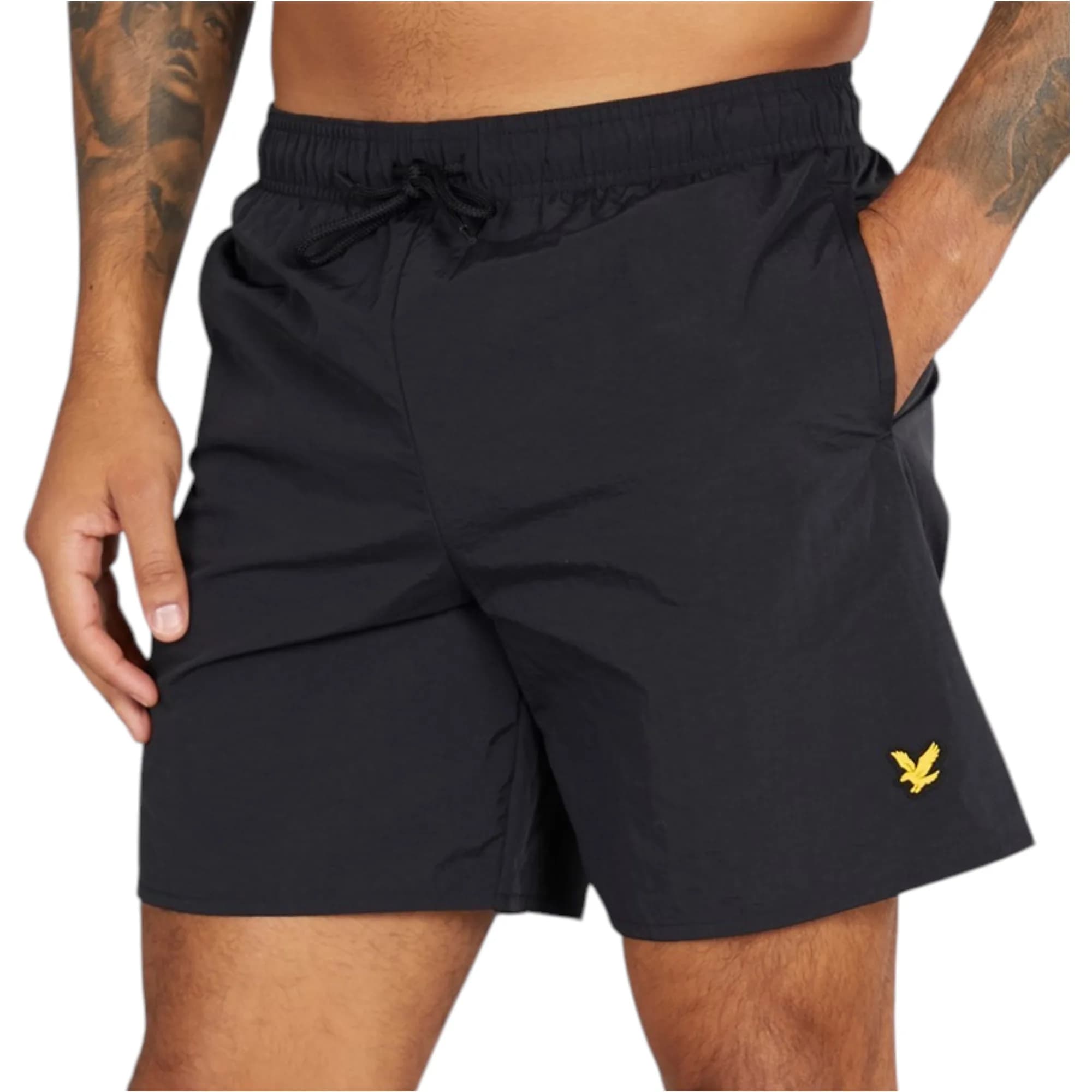 Lyle And Scott Mens Swim Shorts Rubberised Logo Casual Vintage Soft Half Pa