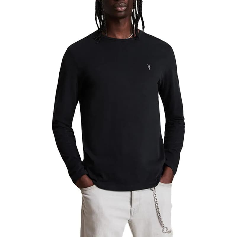 ALL SAINTS Mens T Shirts Crew Neck Long Sleeve Casual Top Skinny Fit Cotton