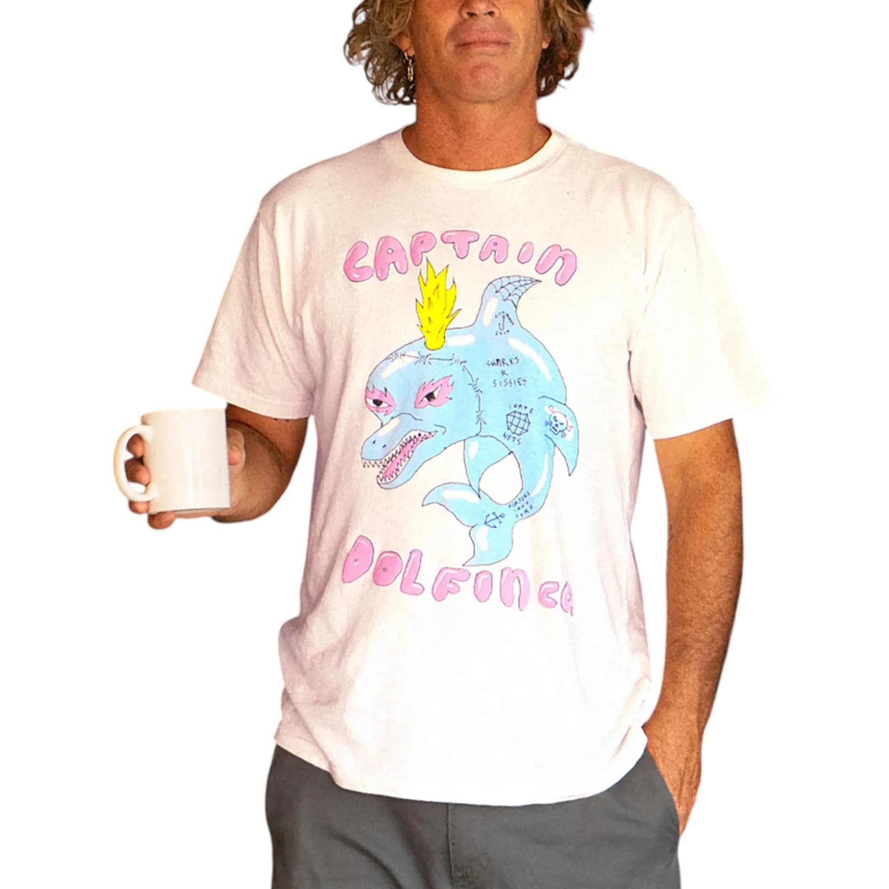 Captain Fin Ozzy Wrong Dolphin Mens T Shirts
