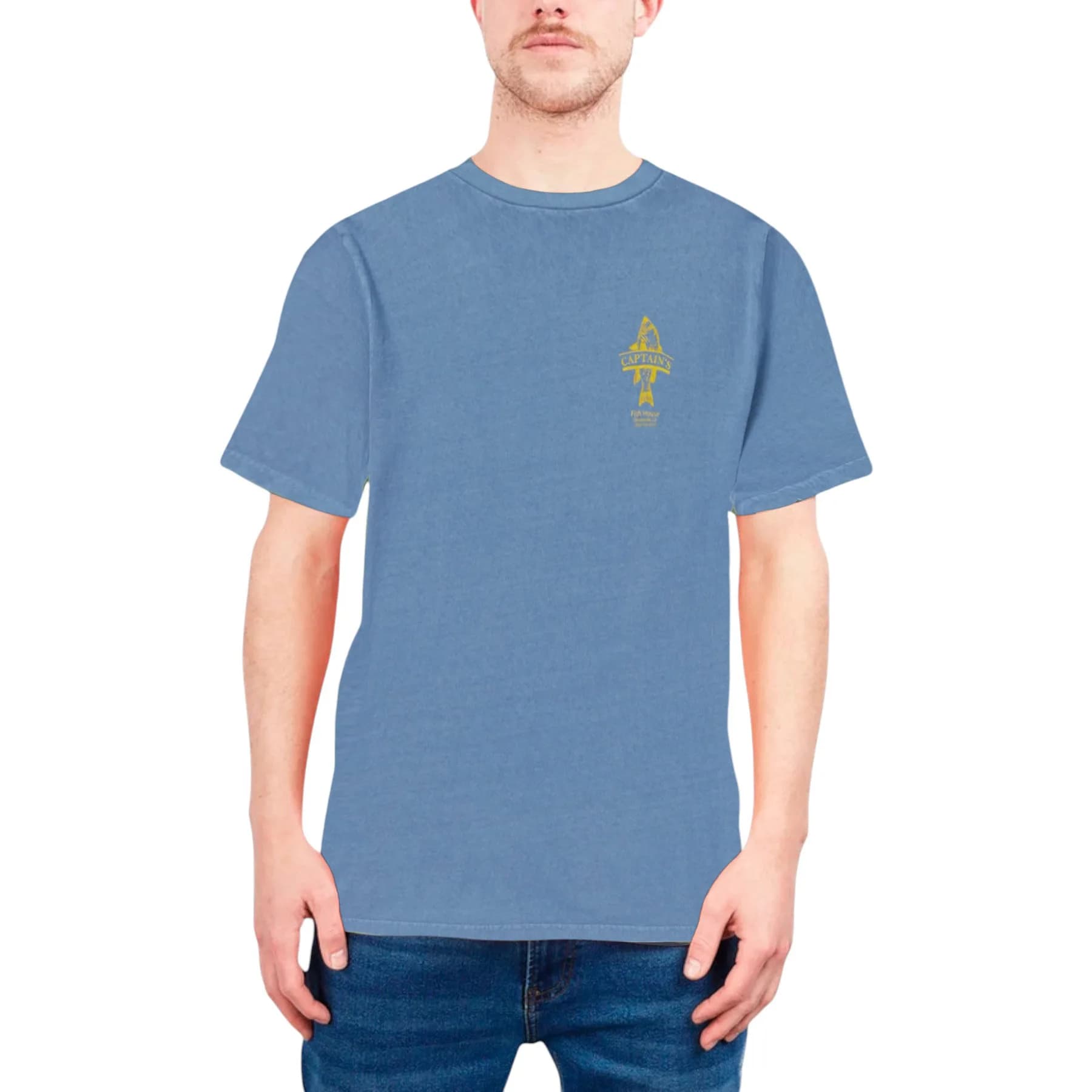 Captain Fin Cap Fish House Mens Graphic Print T Shirts