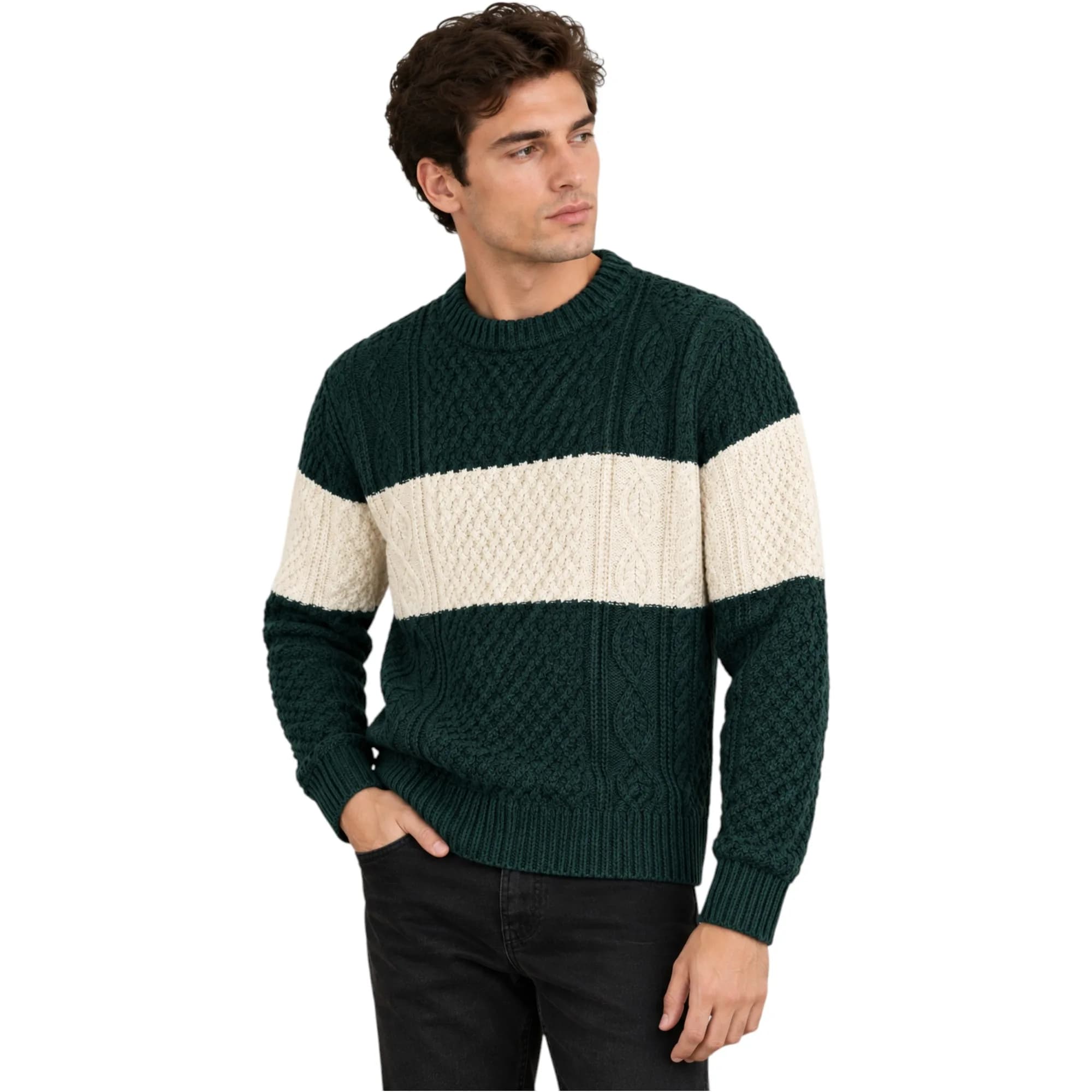 Tu Mens Cable Knit Jumper Wool Sweater