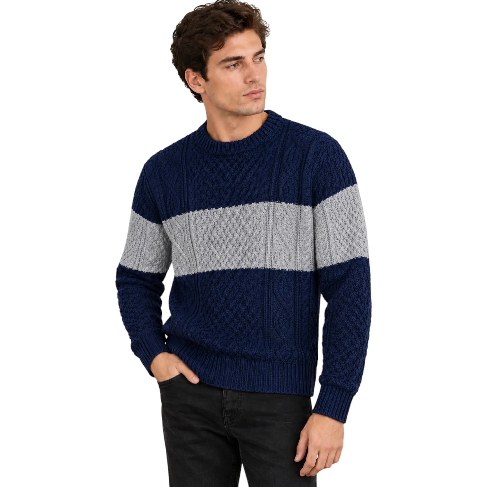 Tu Mens Cable Knit Jumper Wool Sweater