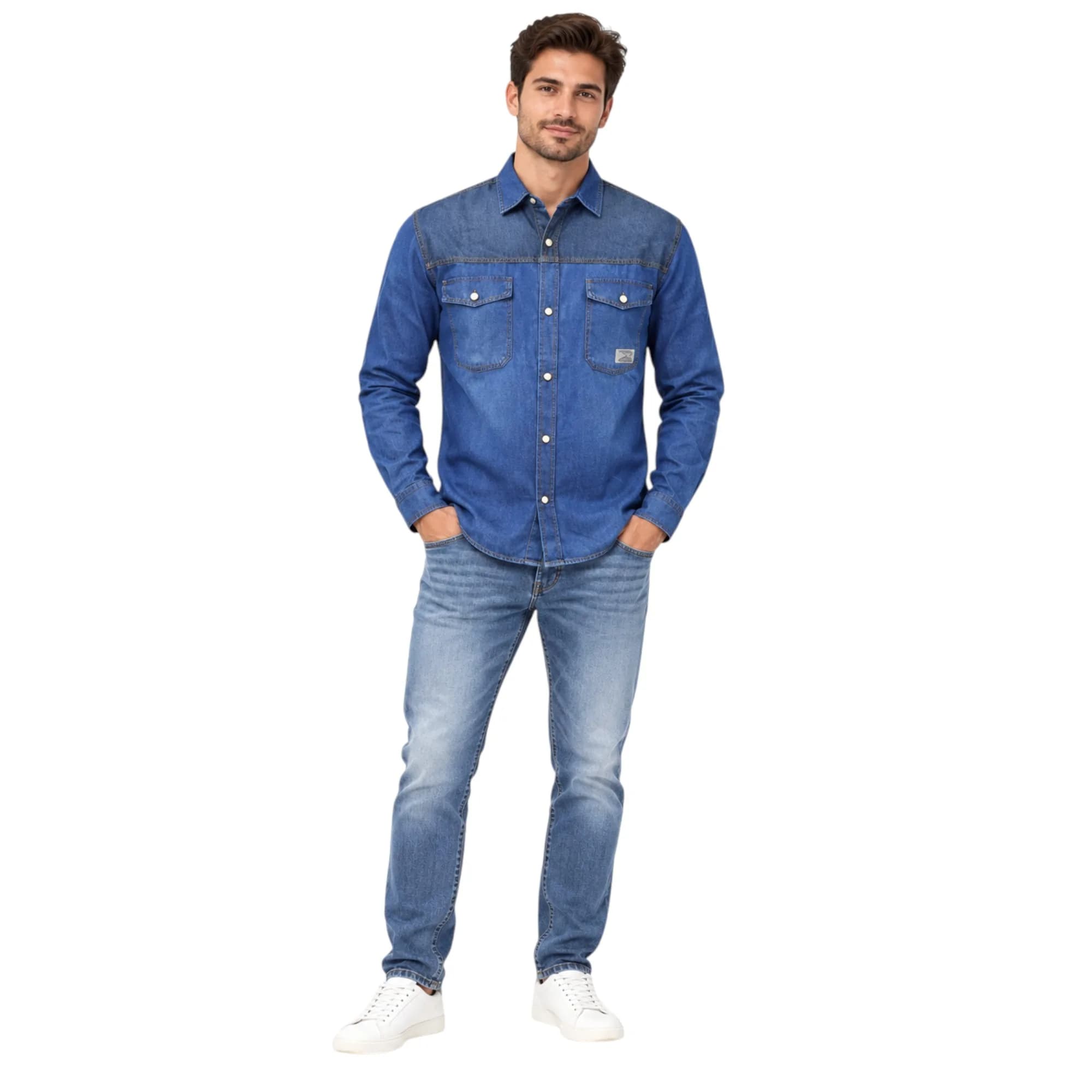 Mens Jack South Contrast Denim Shirt