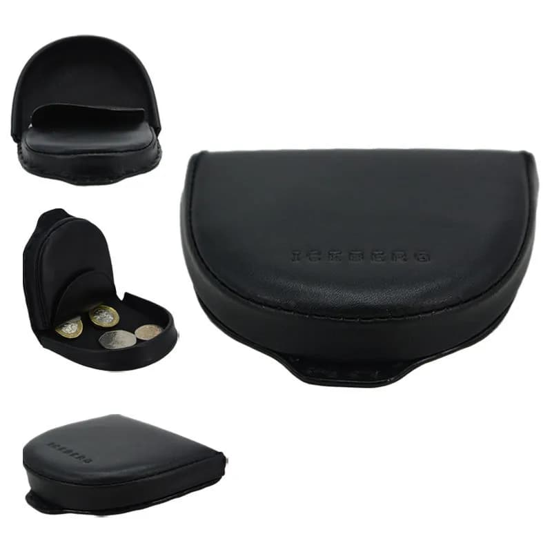 Featured product image of iceberg-mens-coin-tray-purse-womens-leather-small-pocket-wallet-ladies-gift-box