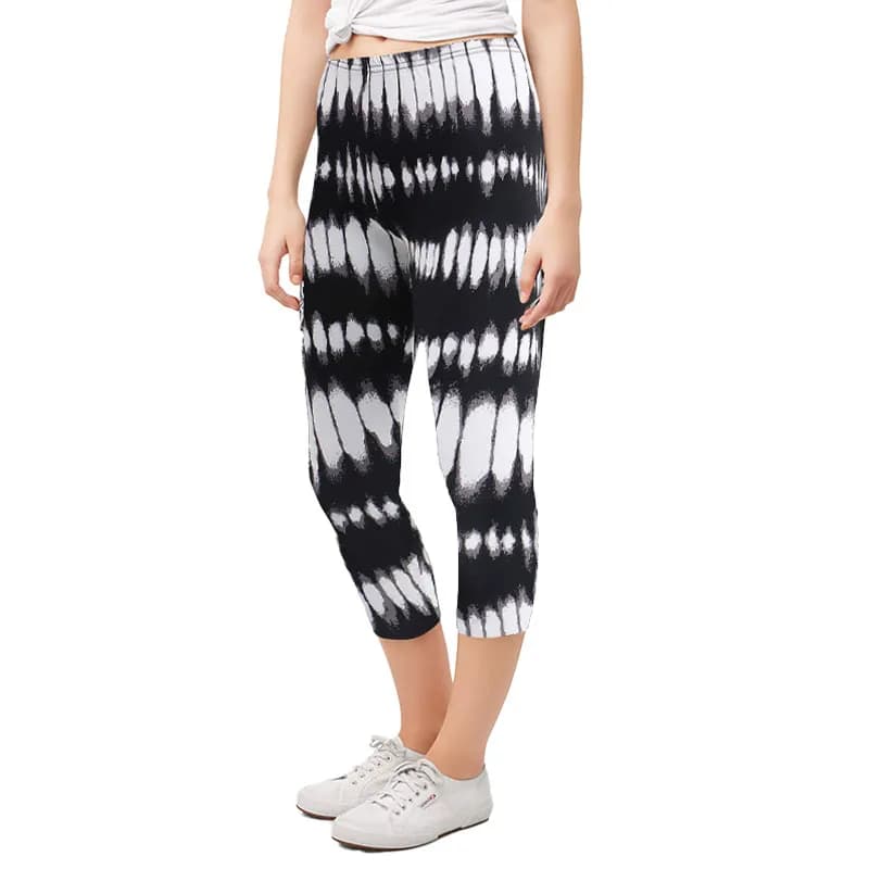 Featured product image of womens-leggings-aop-3d-printed-ankle-short-black-and-white