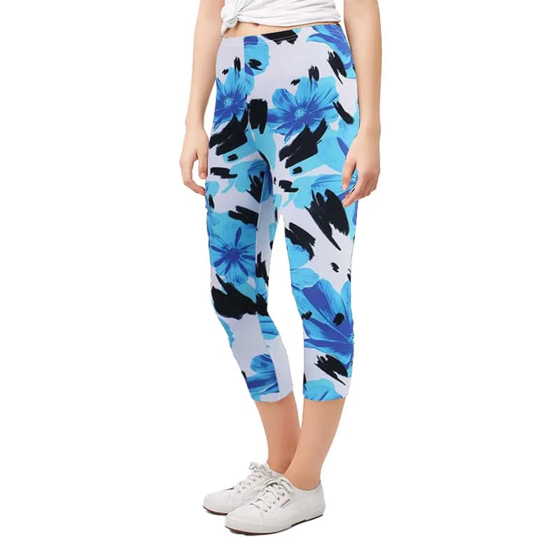 Featured product image of womens-leggings-aop-3d-printed-ankle-short-blue-and-white