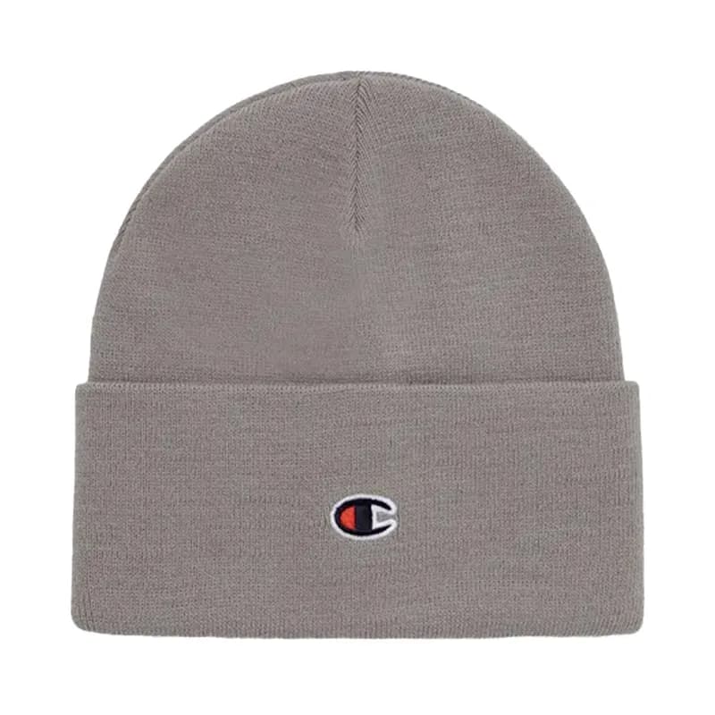 Featured product image of champion-mens-beanie-hat-winter-thick-knitted-ribbed-grey-logo