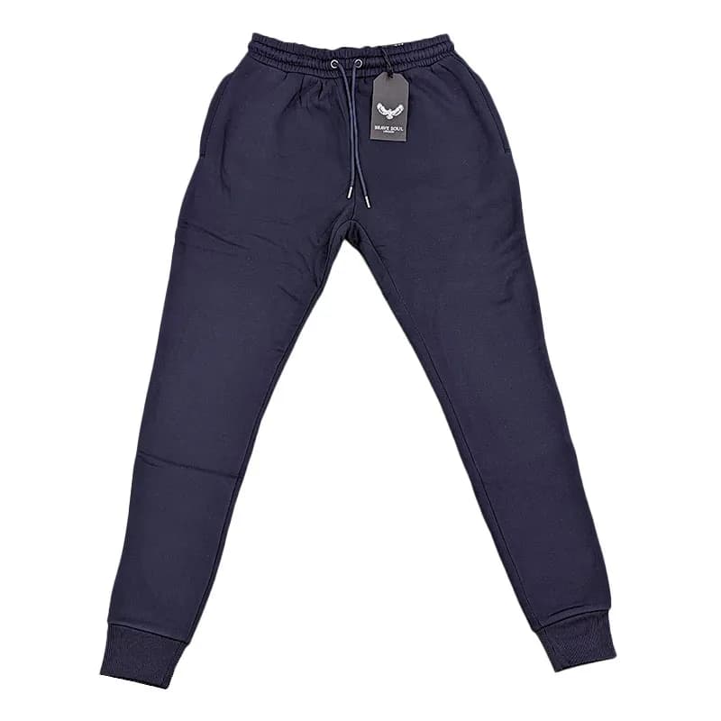 Featured product image of brave-soul-mens-joggers-fleece-bottoms-casual-trousers-navy