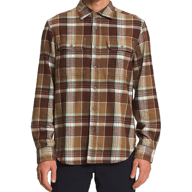 Featured product image of north-face-mens-check-shirts-cotton-long-sleeve-casual-soft-brown