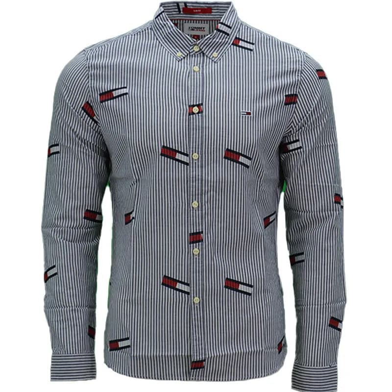Featured product image of tommy-hilfiger-mens-shirt-cotton-long-sleeve-white-stripe