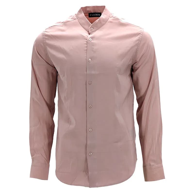 Featured product image of fairdim-mens-shirts-long-sleeve-band-collar-casual-cotton-light-pink