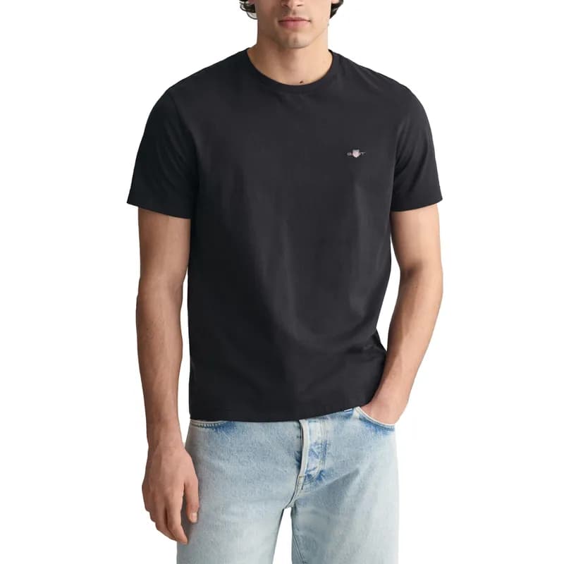 Featured product image of gant-mens-t-shirts-shield-logo-crew-neck-short-sleeve-tee-black