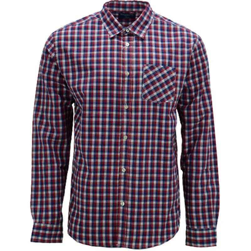 Featured product image of mens-check-shirts-long-sleeve-cotton-soft-redbluewhite