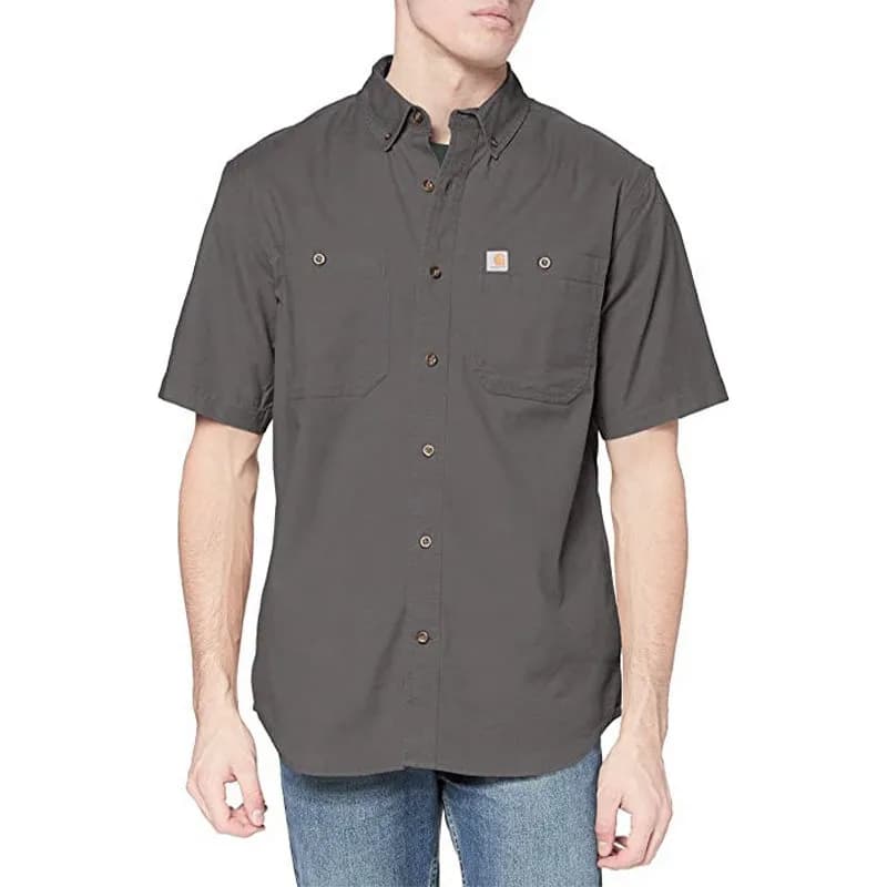 Featured product image of carhartt-tw3555-mens-shirts-short-sleeve-relax-fit-charcoal-grey