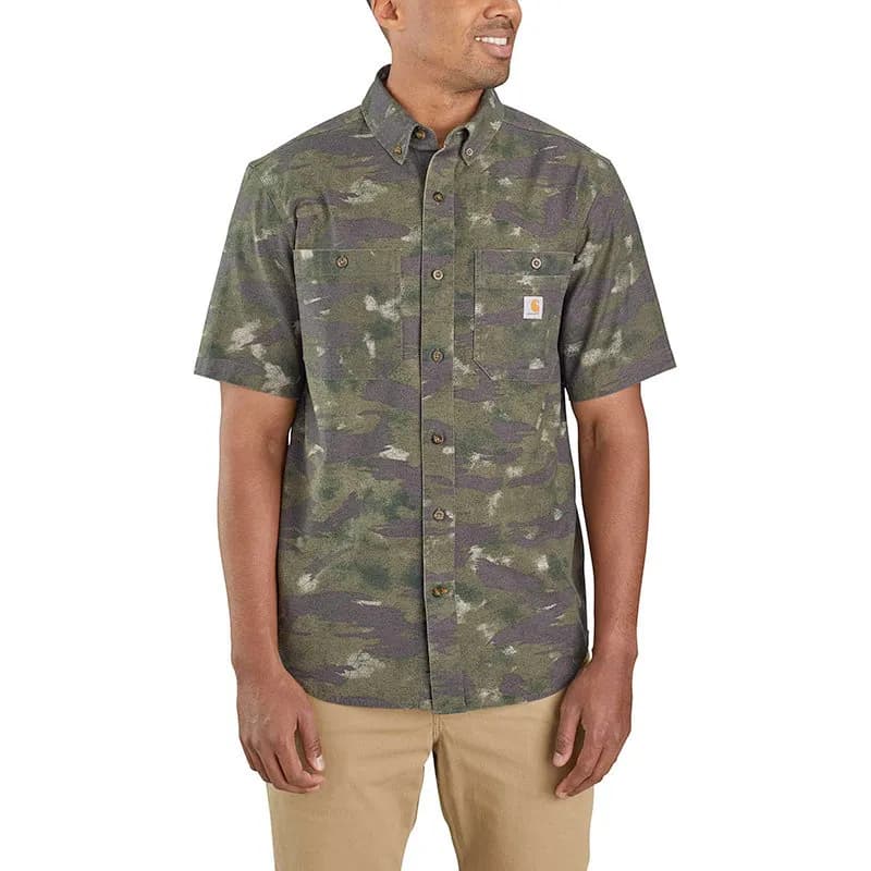 Featured product image of carhartt-tw3555-mens-shirts-short-sleeve-relax-fit-army-green
