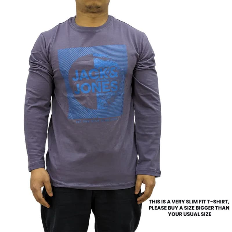 Featured product image of jack-and-jones-mens-long-sleeve-t-shirts-slim-fit-top-purple-and-blue