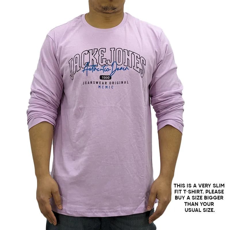 Featured product image of jack-and-jones-mens-long-sleeve-t-shirts-slim-fit-cotton-tee-top-lavender