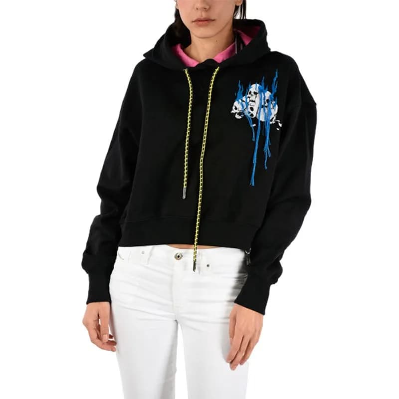 Featured product image of diesel-f-olec-a-0baps-womens-pullover-sweatshirt-black-crop-top-hoodie-jumper