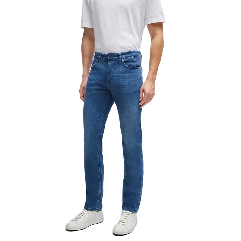 Featured product image of boss-mens-denim-jeans-slim-fit-italian-cashmere-touch-blue