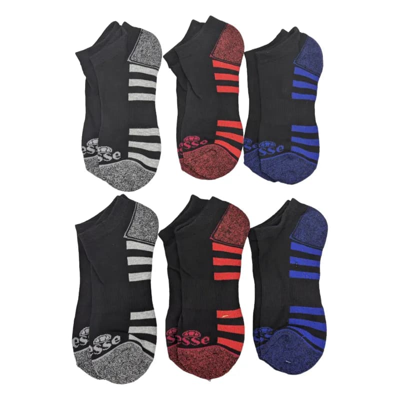 Featured product image of ellesse-mens-socks-low-cut-6-pack-soft-sports-socks-grey-red-blue