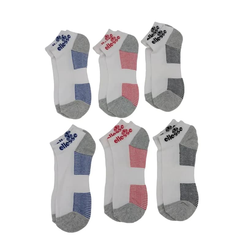Featured product image of ellesse-mens-socks-low-cut-6-pack-soft-sports-socks-white-grey
