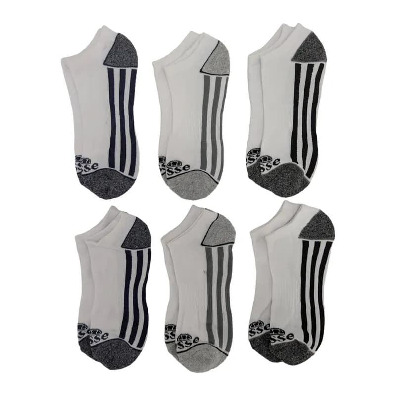 Featured product image of ellesse-mens-socks-low-cut-6-pack-soft-sports-socks-white-black-stripe