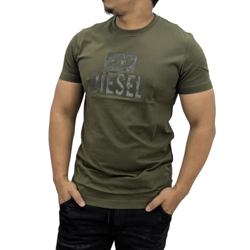 Featured product image of diesel-t-diego-tone-on-tone-mens-t-shirts-cotton-summer-tee-olive
