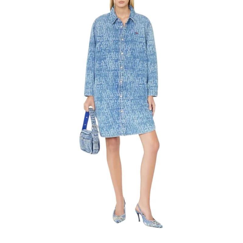 Featured product image of diesel-de-blex-womens-denim-shirt-dress-mini-cotton-top-blue