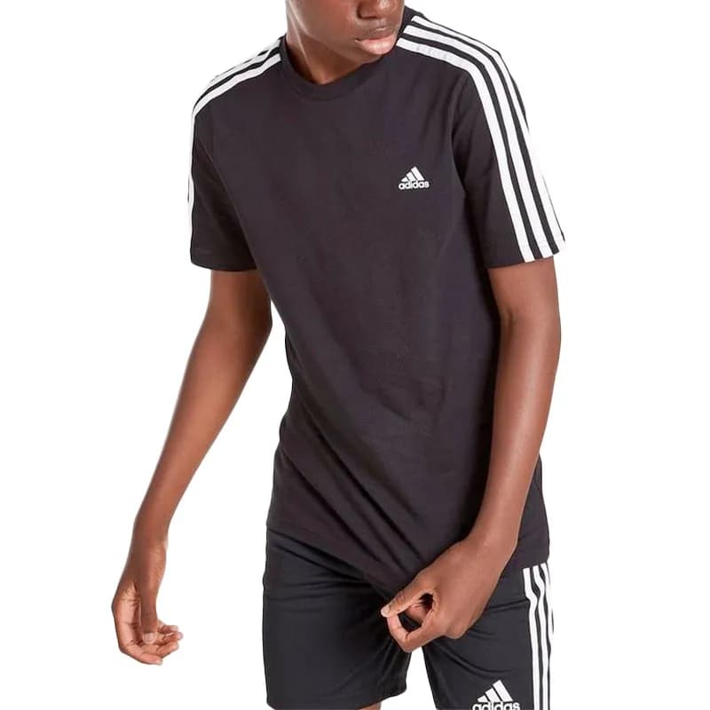 Featured product image of adidas-3-stripe-t-shirts-boys-crew-neck-short-sleeve-tee-black