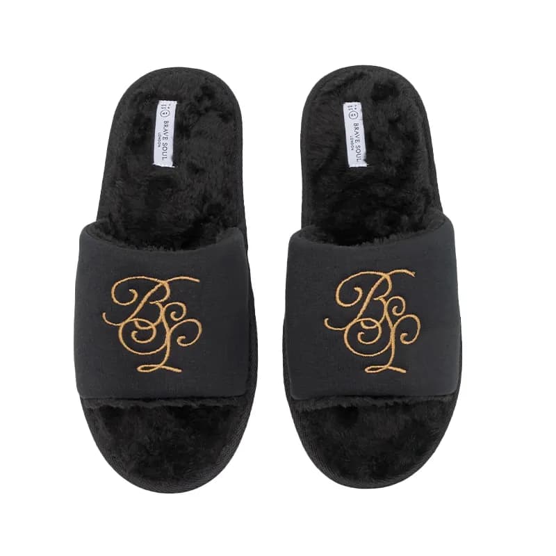 Featured product image of brave-soul-mens-indoor-slippers-sliders-warm-flip-flops-black