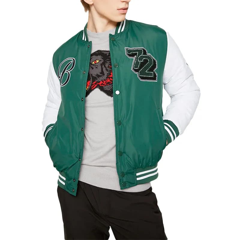 Featured product image of brave-soul-brody-mens-bomber-jackets-baseball-varsity-top-green