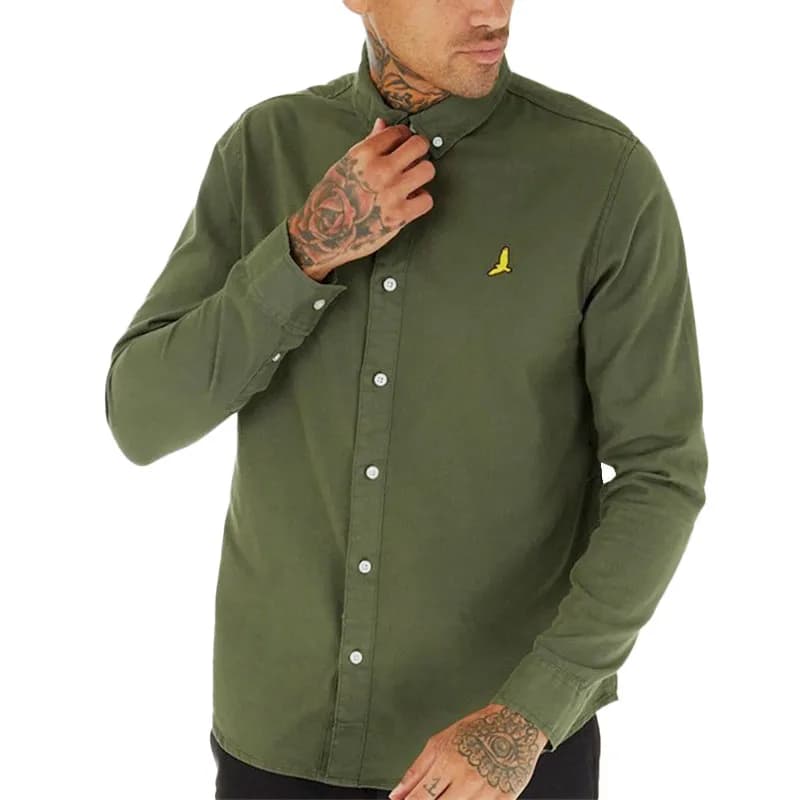 Featured product image of brave-soul-mens-cotton-twill-shirts-long-sleeve-party-formal-khaki