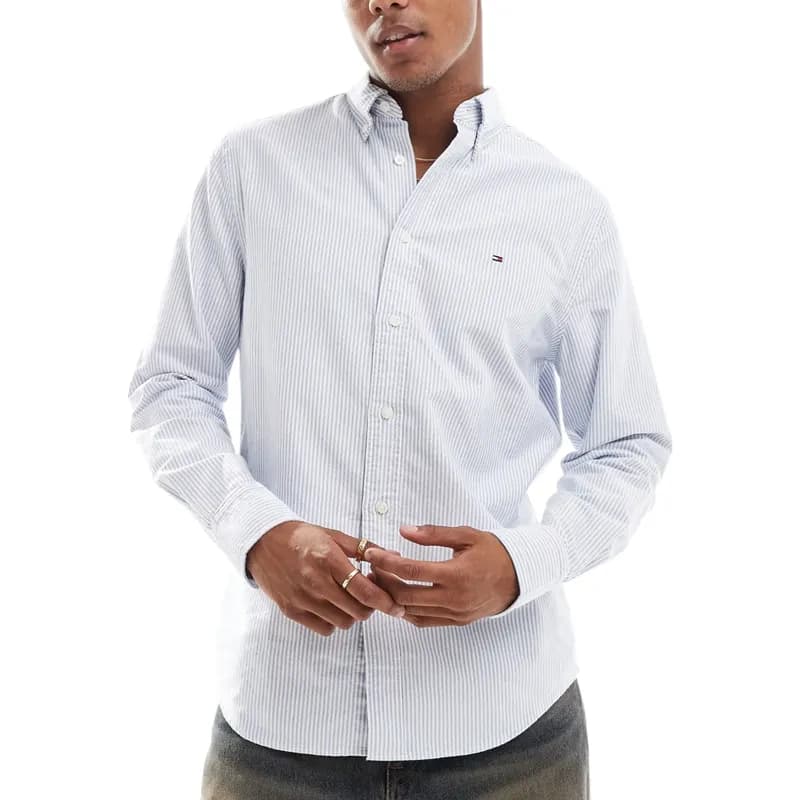 Featured product image of tommy-hilfiger-mens-oxford-shirts-blue-stripe