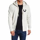 Featured image of true religion mens zip hoodie casual hooded cotton top off white 