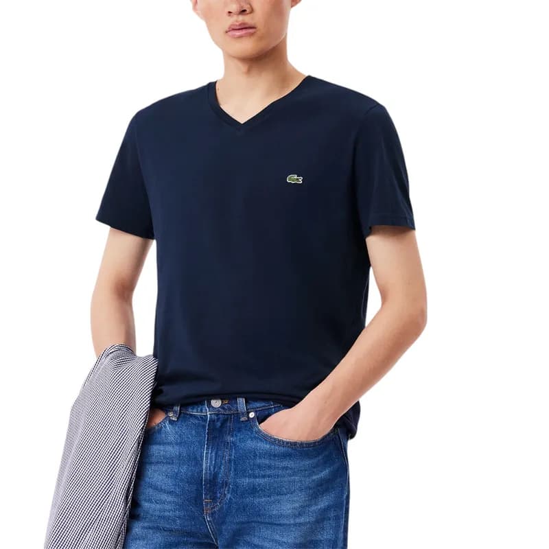 Featured product image of lacoste-th6710-mens-v-neck-t-shirt-pima-regular-fit-midnight-blue