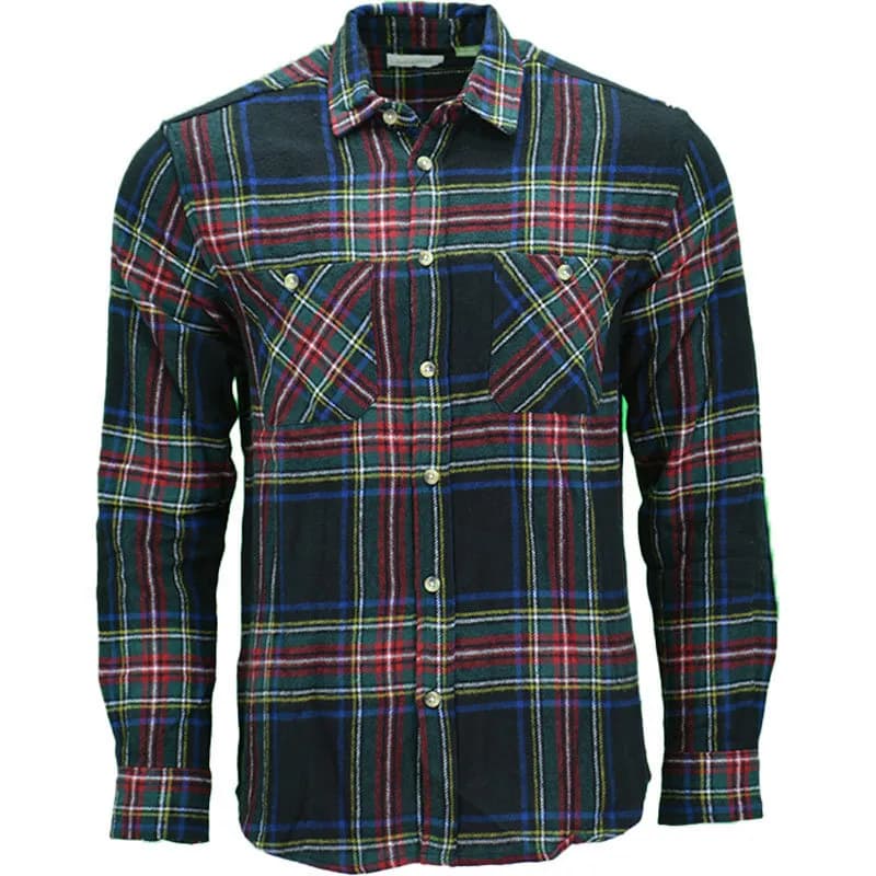 Featured product image of pull-and-bear-mens-check-shirts-cotton-long-sleeve-red-and-green