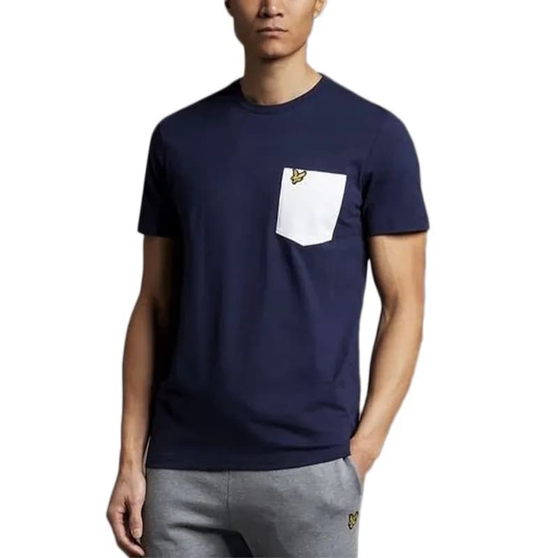 Featured product image of lyle-and-scott-ts831vog-mens-t-shirts-pocket-logo-navy-and-white