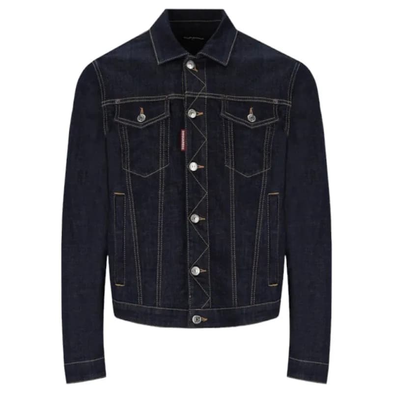 Featured product image of dsquared2-womens-denim-jacket-button-up-cropped-fit-blue