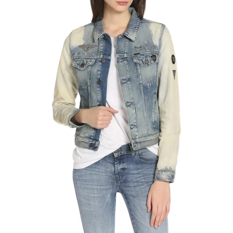 Featured product image of diesel-de-wild-0669u-womens-denim-jacket-slim-fit-faded-jeans-casual-coat-italy