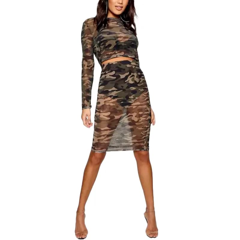 Featured product image of brave-soul-claire-womens-co-ord-sets-camouflage-crop-top-and-skirt