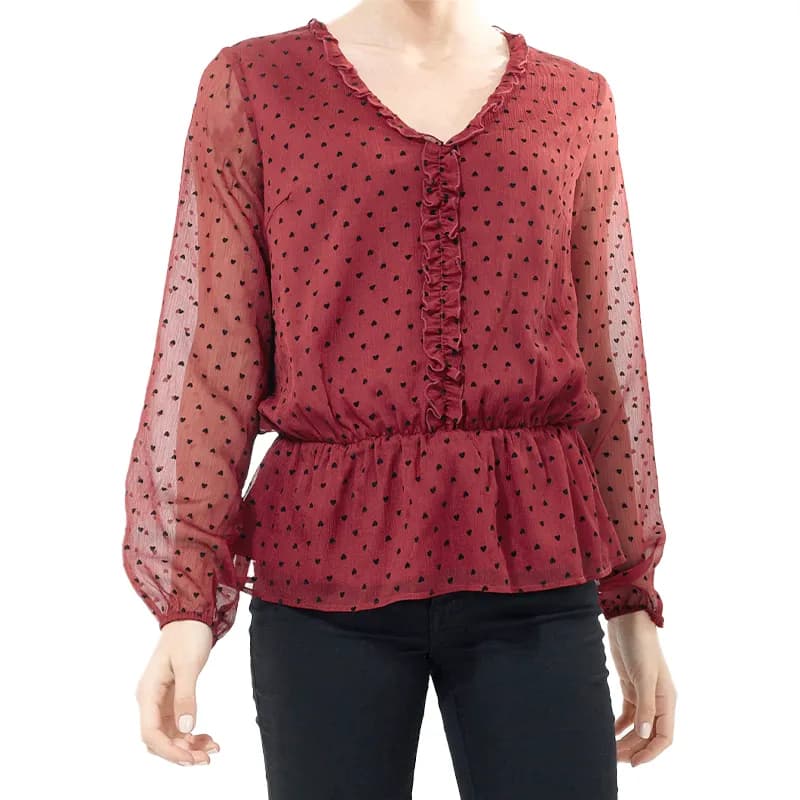 Featured product image of brave-soul-heart-womens-tops-long-sleeve-v-neck-maroon