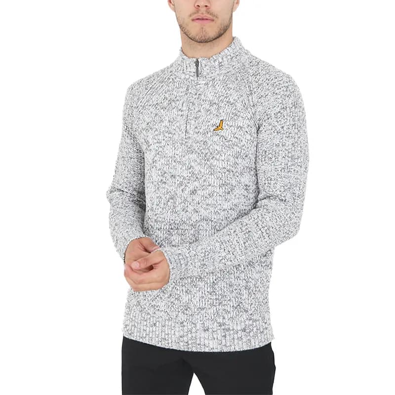 Featured product image of brave-soul-peg-mens-cable-knitted-jumper-funnel-neck-half-zip-grey