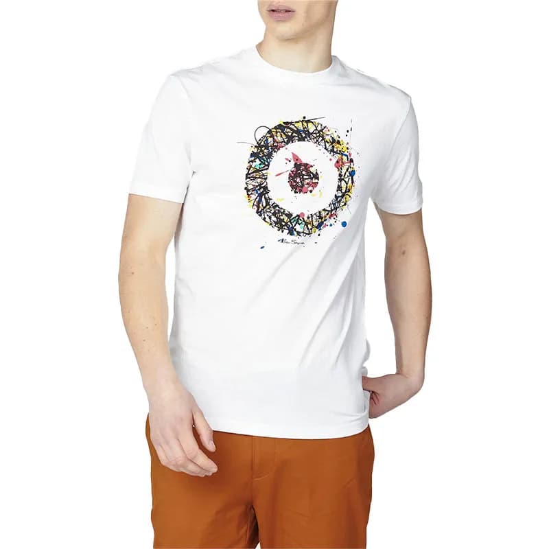 Featured product image of ben-sherman-4063-mens-t-shirts-target-logo-crew-neck-casual-regular-fit-white