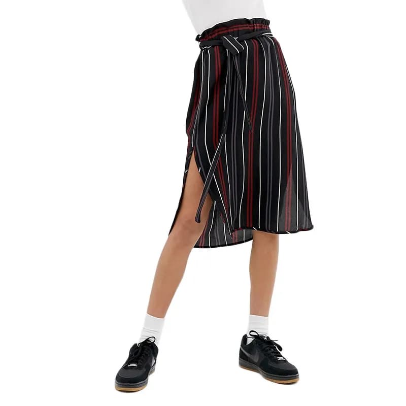 Featured product image of brave-soul-vixen-womens-midi-skirts-striped-mid-rise-black