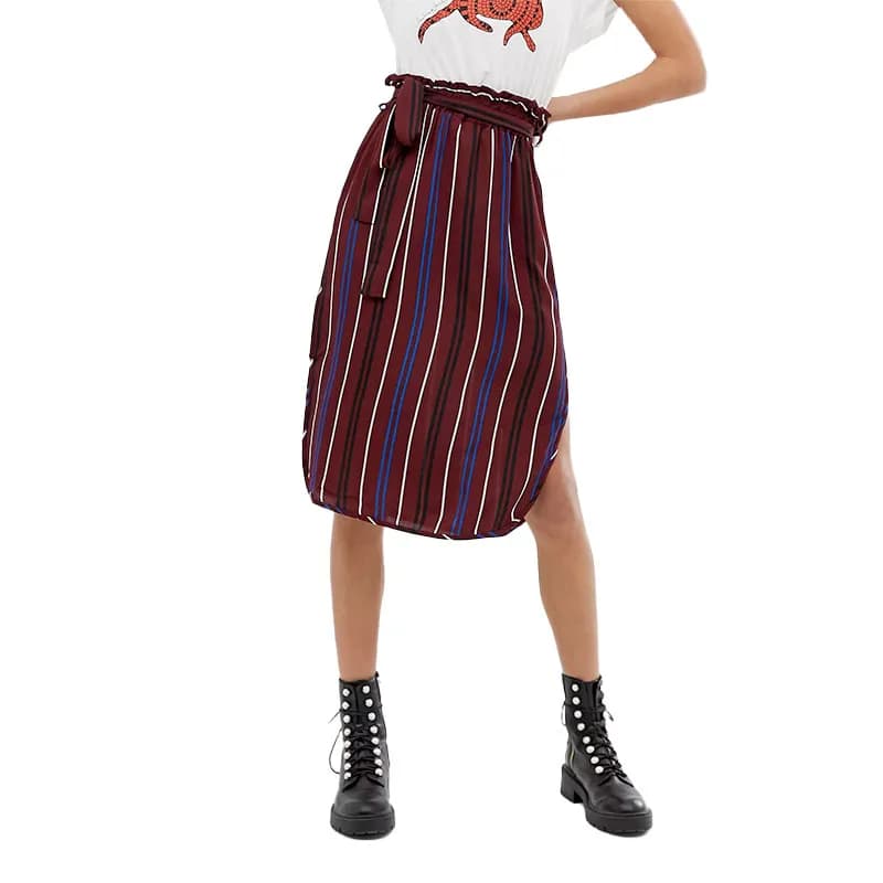 Featured product image of brave-soul-vixen-womens-midi-skirts-striped-mid-rise-burgundy